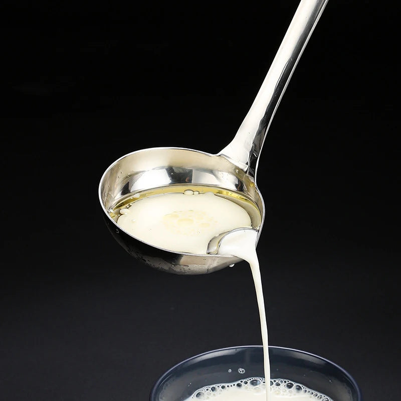 Stainless Steel Soup Fat Oil Separator Ladles Skimmer Spoon Soup Colander for Kitchen with Heat Insulation Anti-Scalding