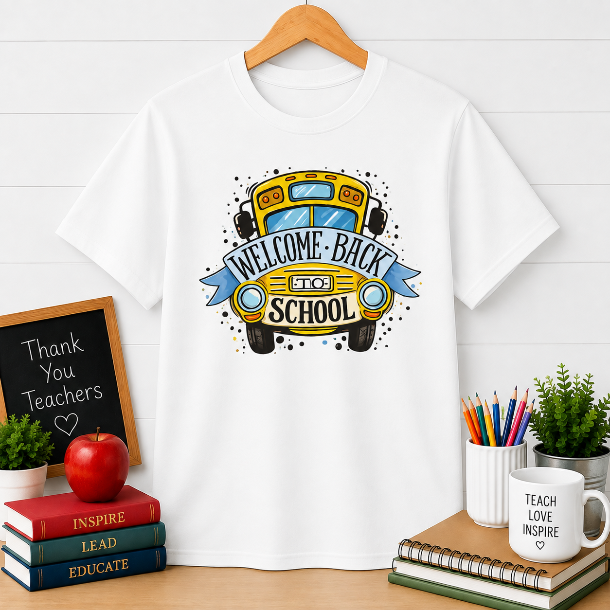 Welcome Back to School T-Shirt — Yellow School Bus Graphic Tee