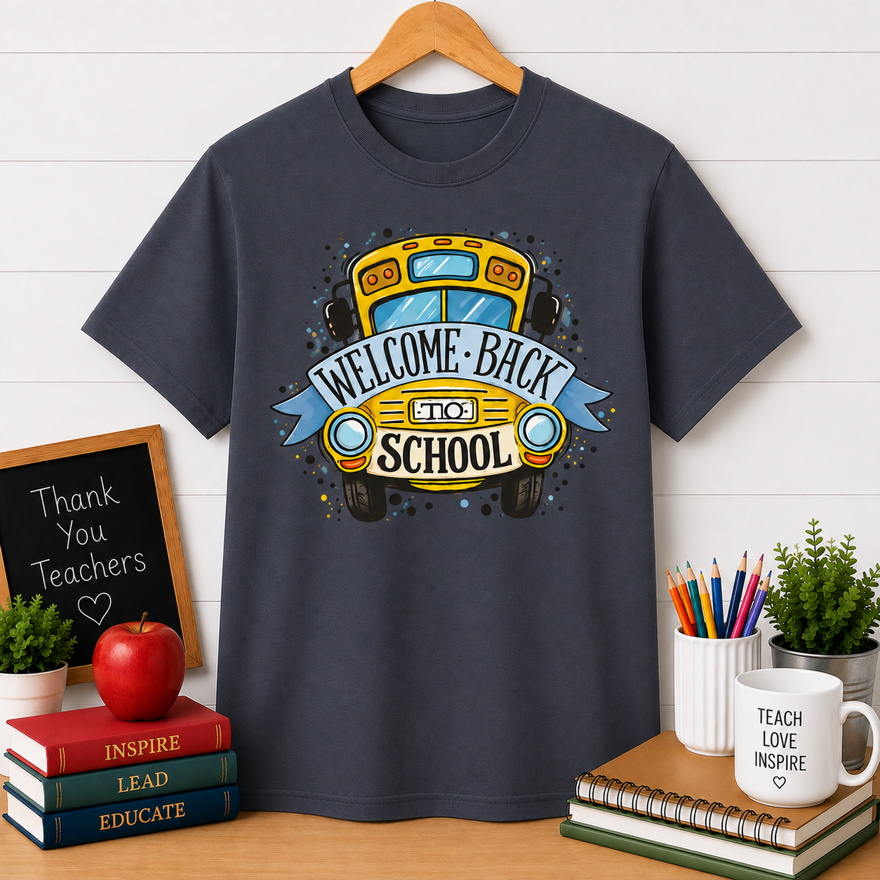 Welcome Back to School T-Shirt — Yellow School Bus Graphic Tee