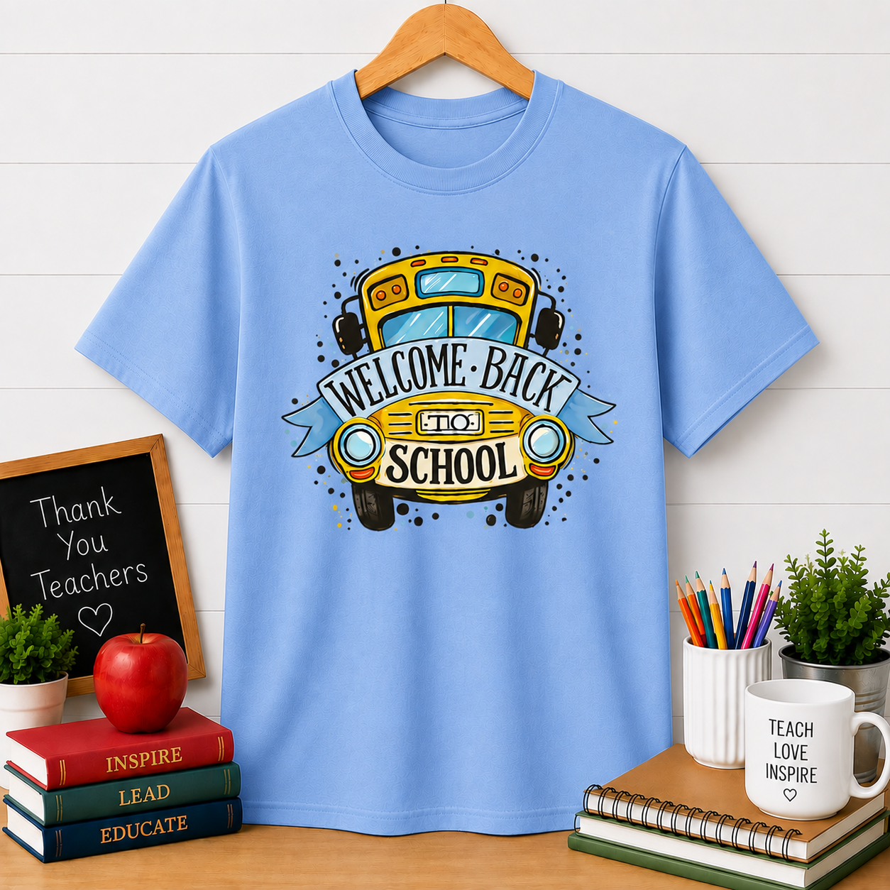 Welcome Back to School T-Shirt — Yellow School Bus Graphic Tee