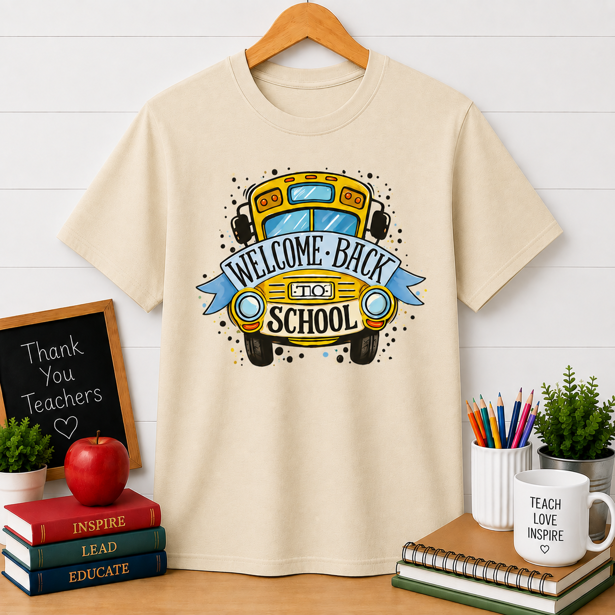 Welcome Back to School T-Shirt — Yellow School Bus Graphic Tee