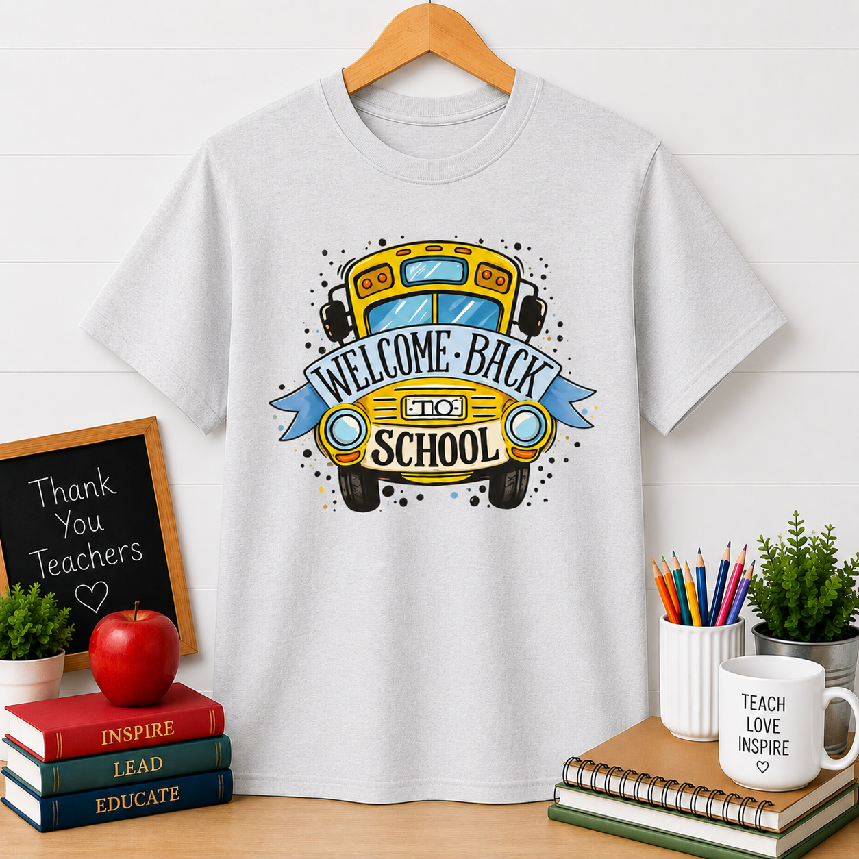 Welcome Back to School T-Shirt — Yellow School Bus Graphic Tee