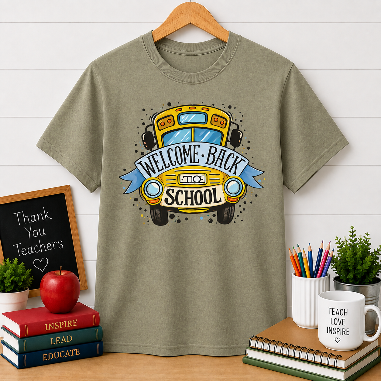 Welcome Back to School T-Shirt — Yellow School Bus Graphic Tee