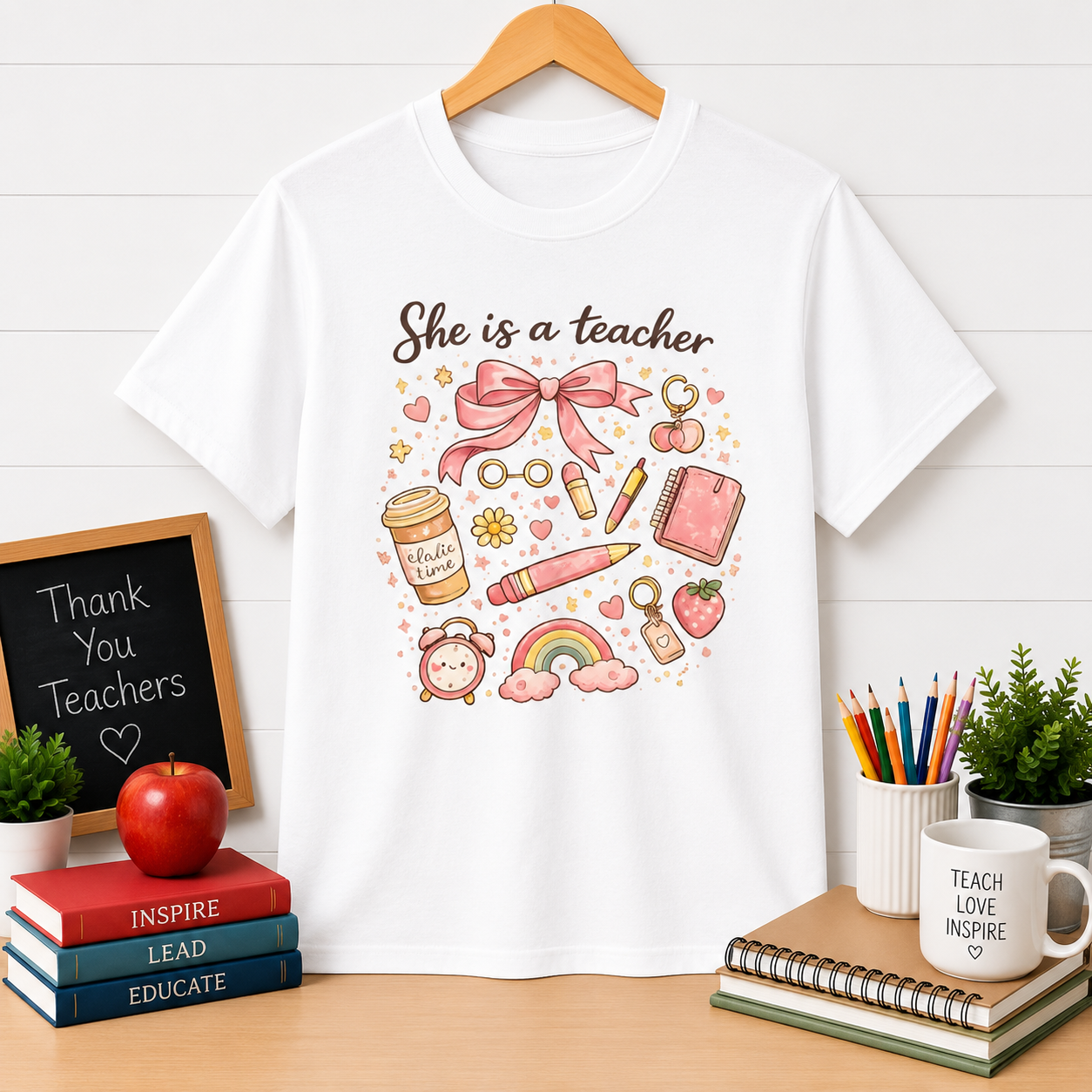 She Is a Teacher T-Shirt — Cute Pastel Teacher Appreciation Tee