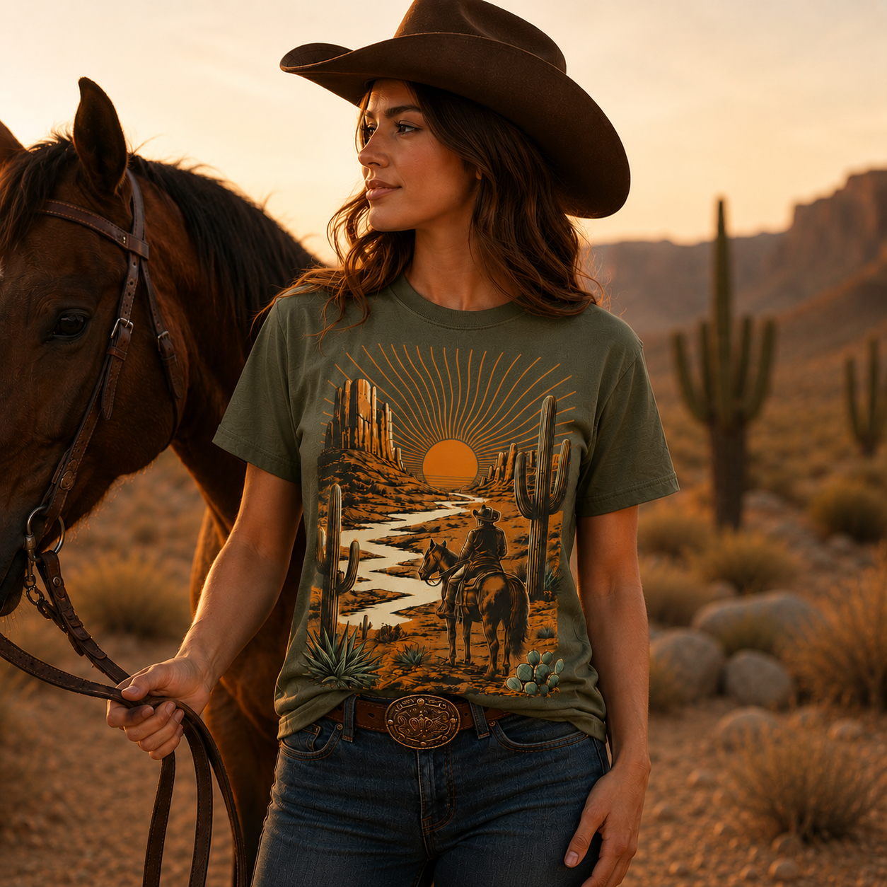 Western Sunset Cowboy T-Shirt