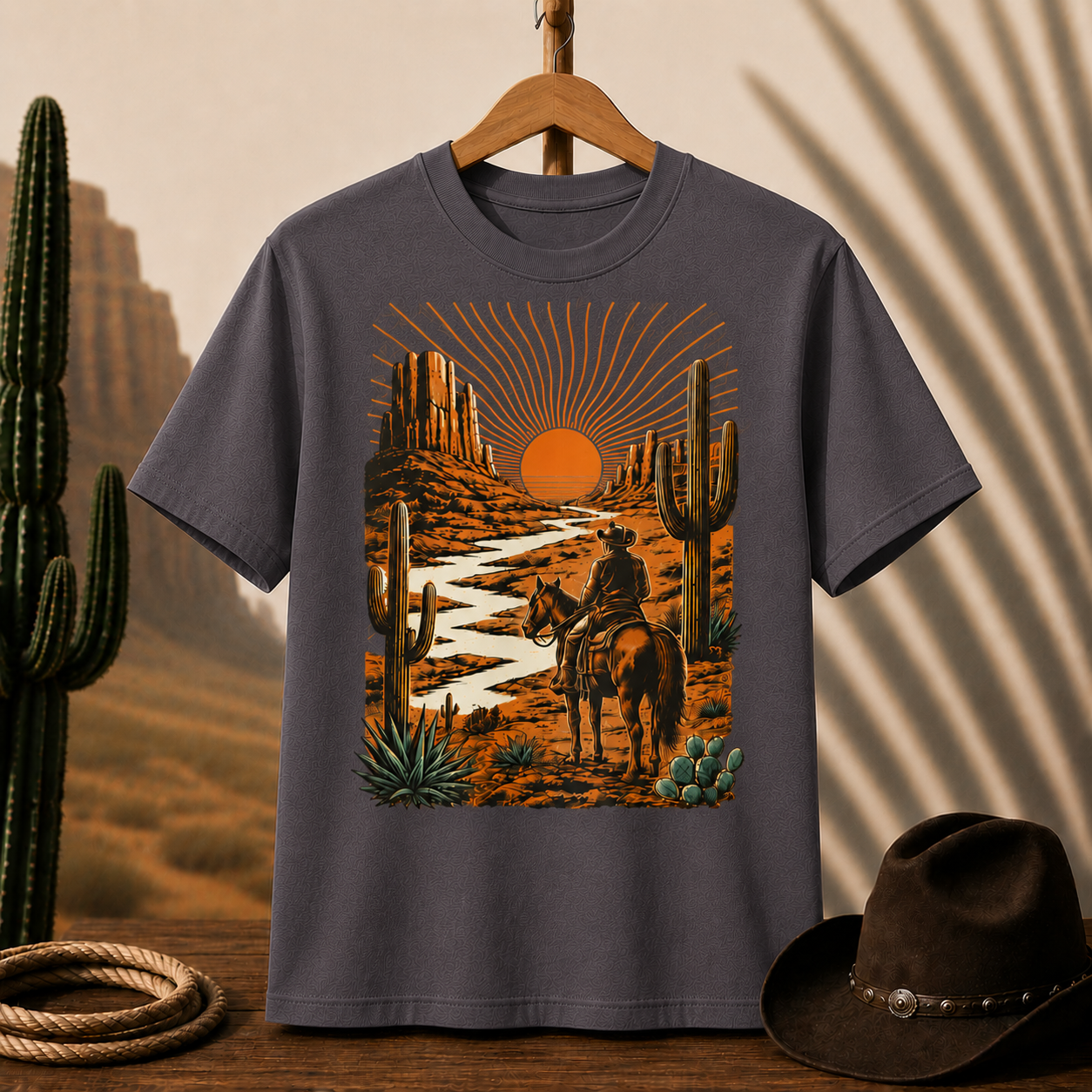 Western Sunset Cowboy T-Shirt