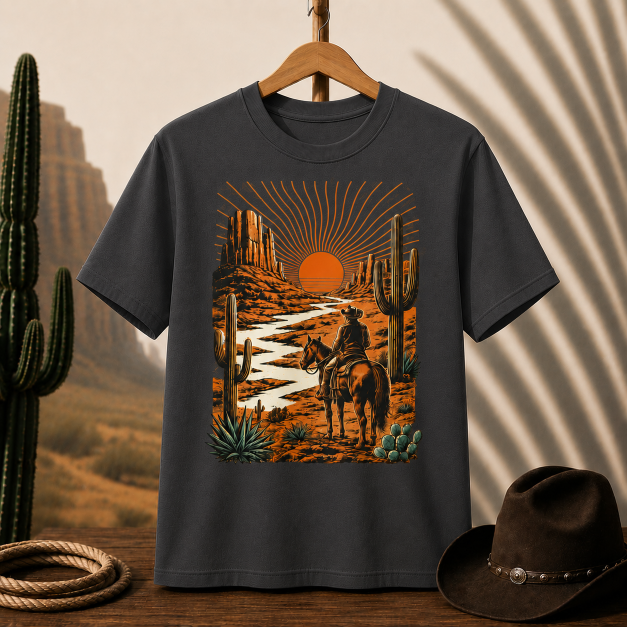 Western Sunset Cowboy T-Shirt
