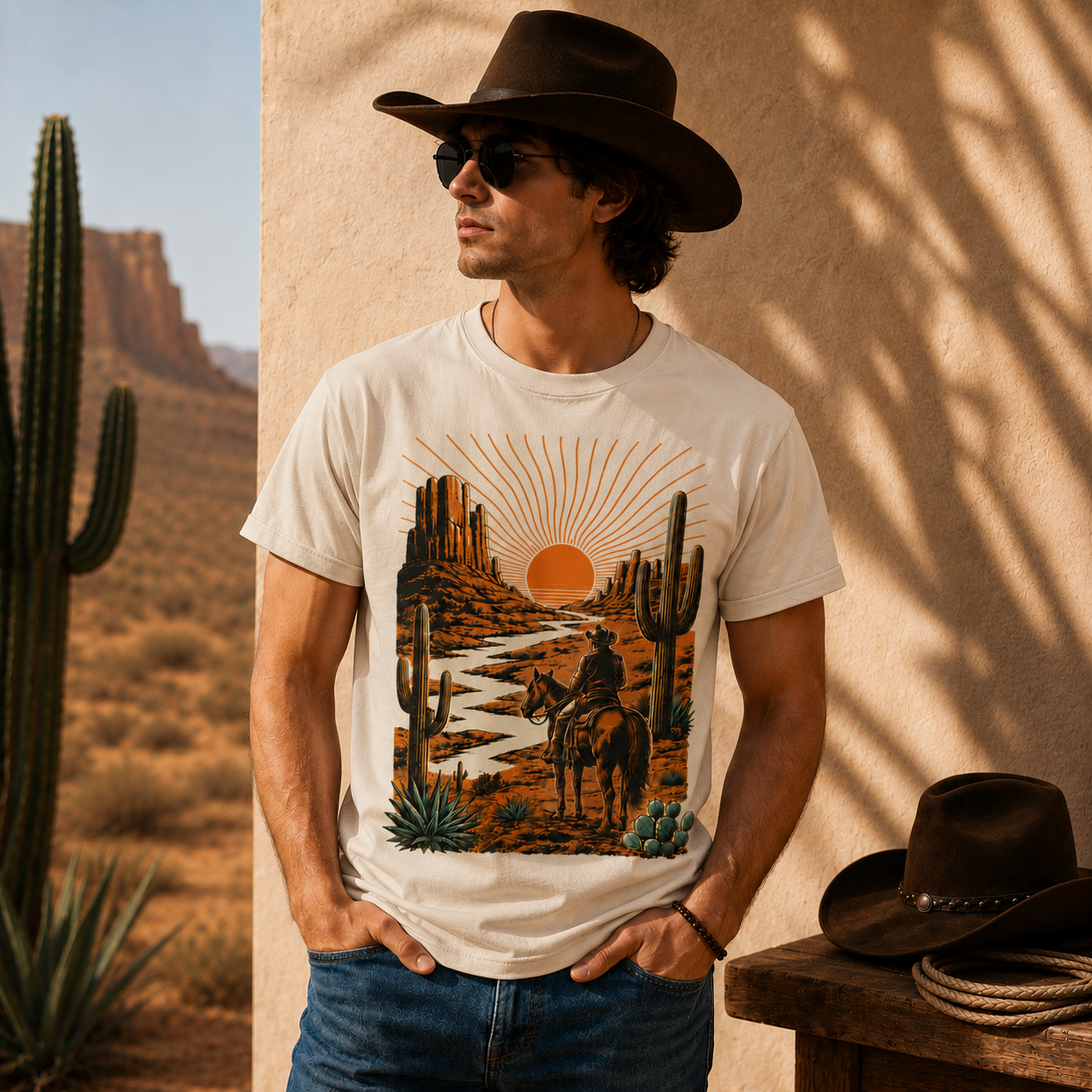 Western Sunset Cowboy T-Shirt