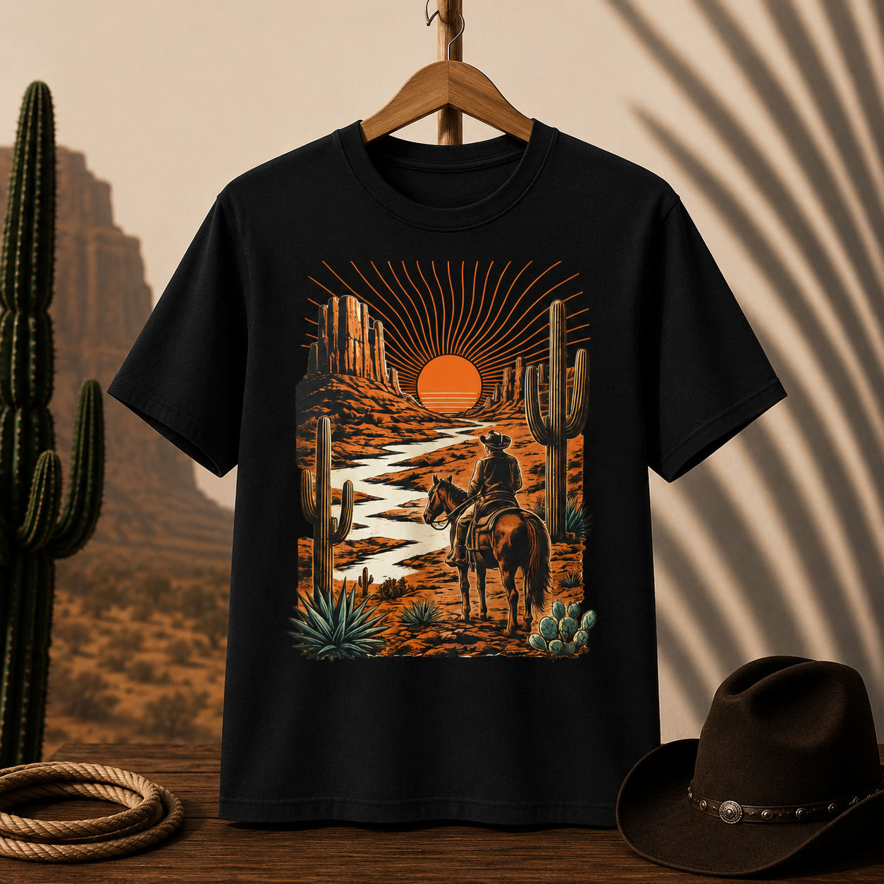 Western Sunset Cowboy T-Shirt