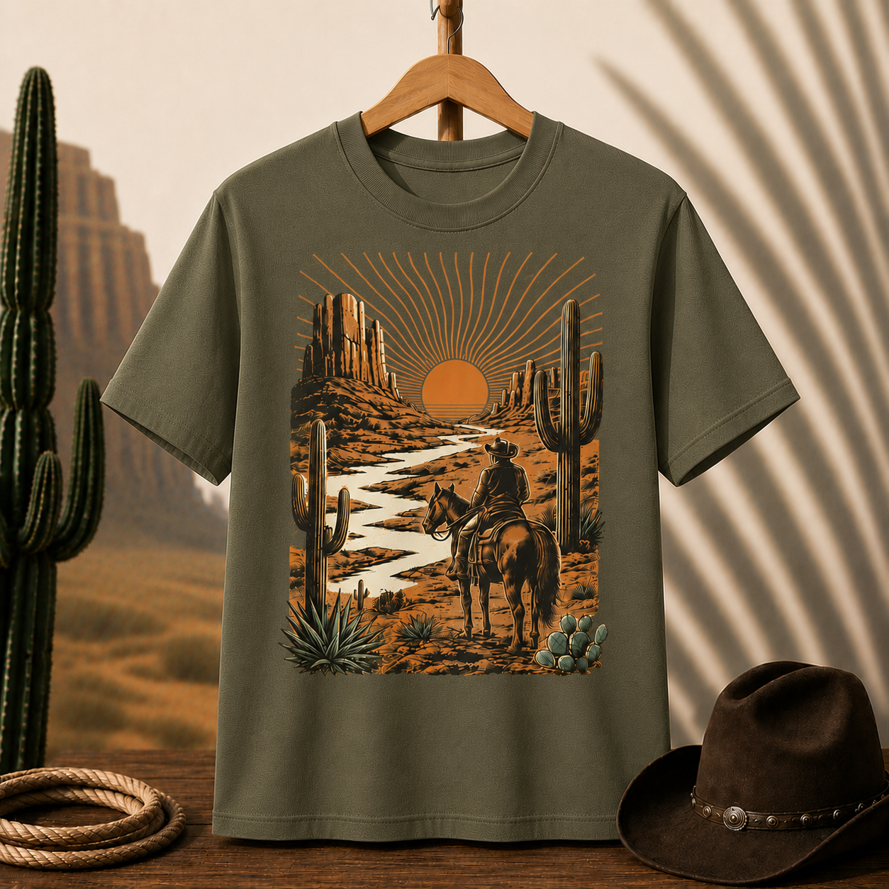 Western Sunset Cowboy T-Shirt