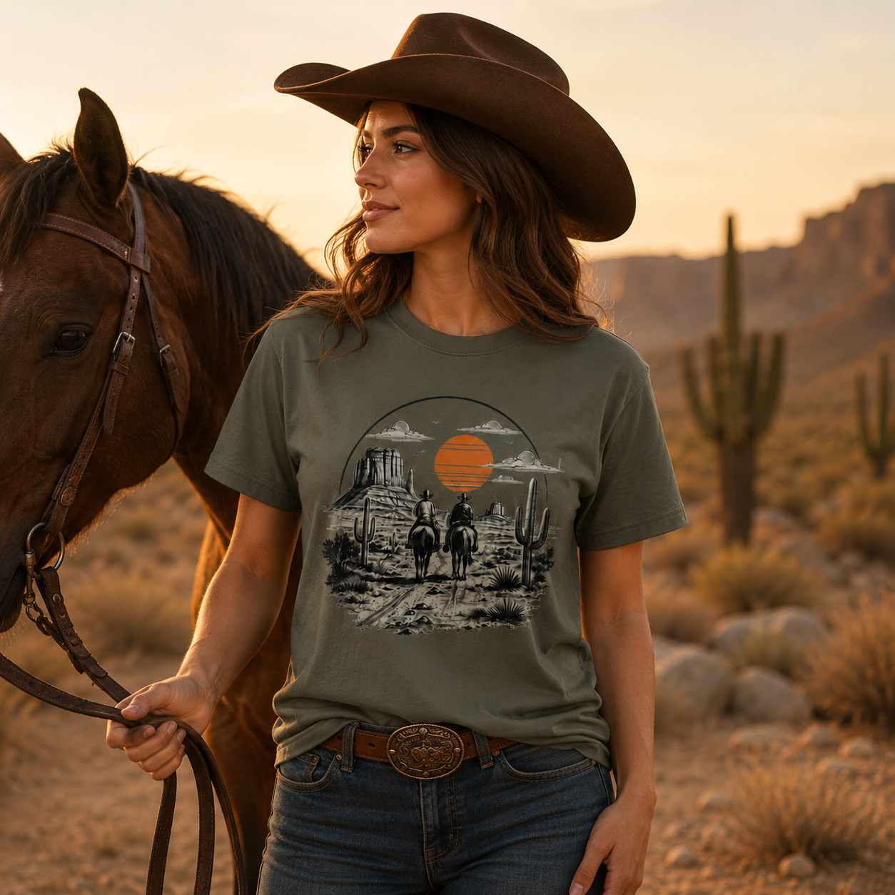 Western Sunset Cowboy T-Shirt