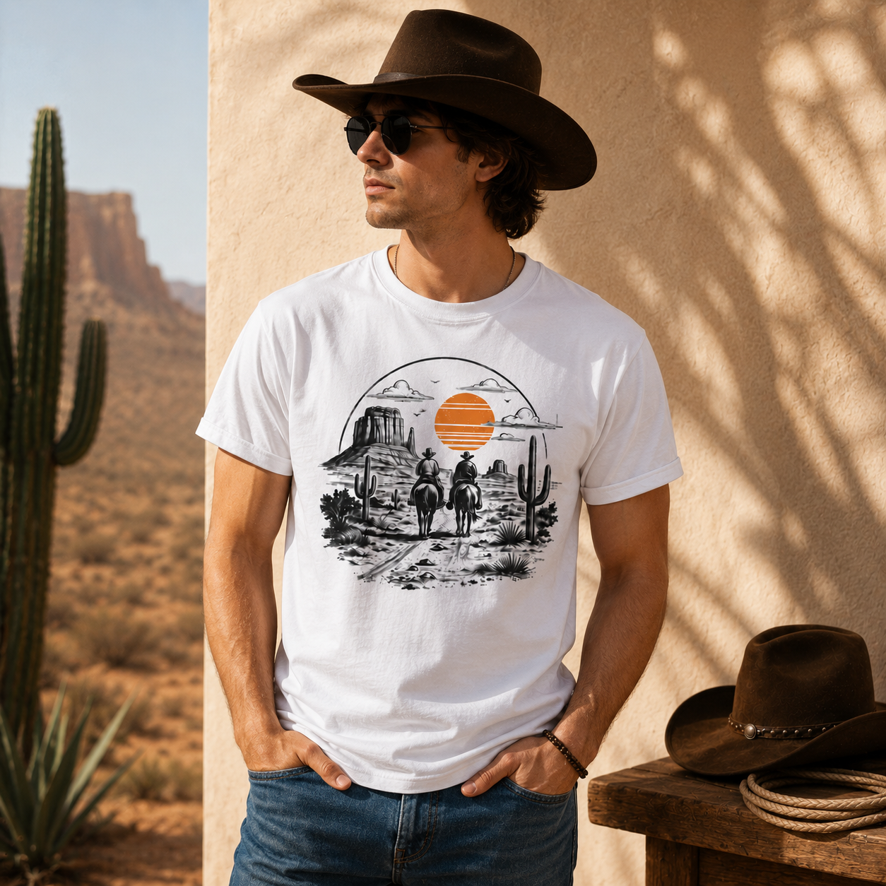 Western Sunset Cowboy T-Shirt