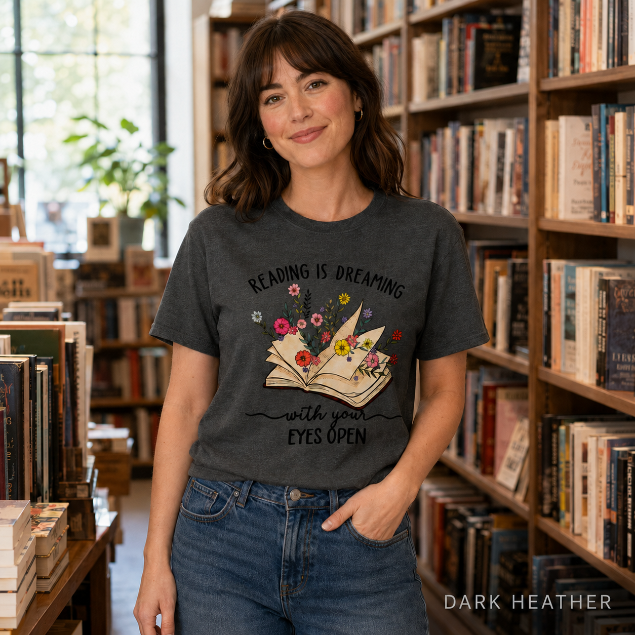 Reading Is Dreaming Tee — 'Reading Is Dreaming With Your Eyes Open' Floral Book Shirt
