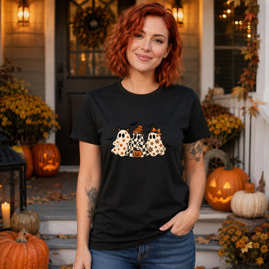 Retro Patterned Ghost Trio Tee