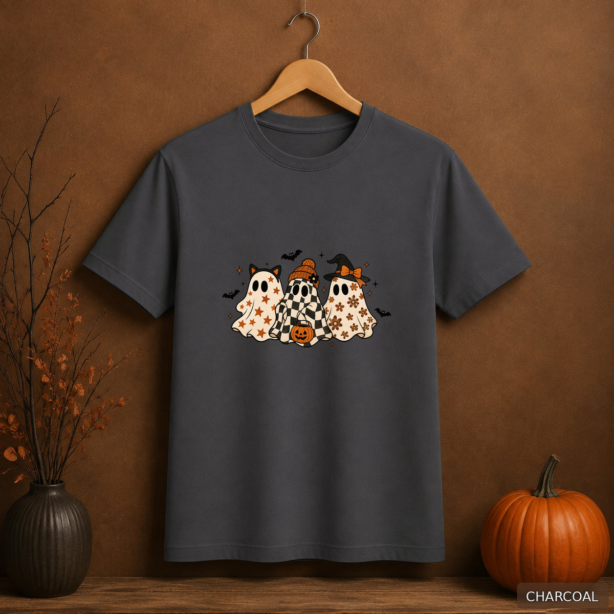 Retro Patterned Ghost Trio Tee