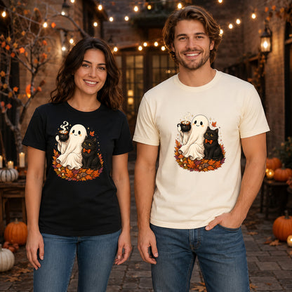Cozy Cocoa Ghost and Cat Tee