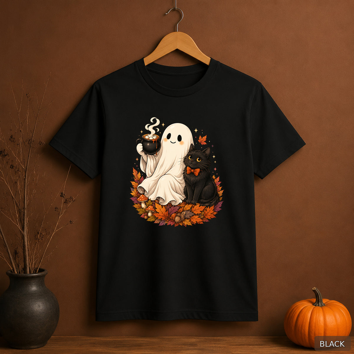 Cozy Cocoa Ghost and Cat Tee