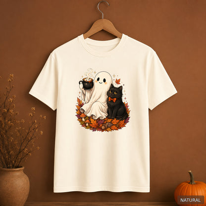 Cozy Cocoa Ghost and Cat Tee