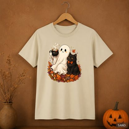 Cozy Cocoa Ghost and Cat Tee