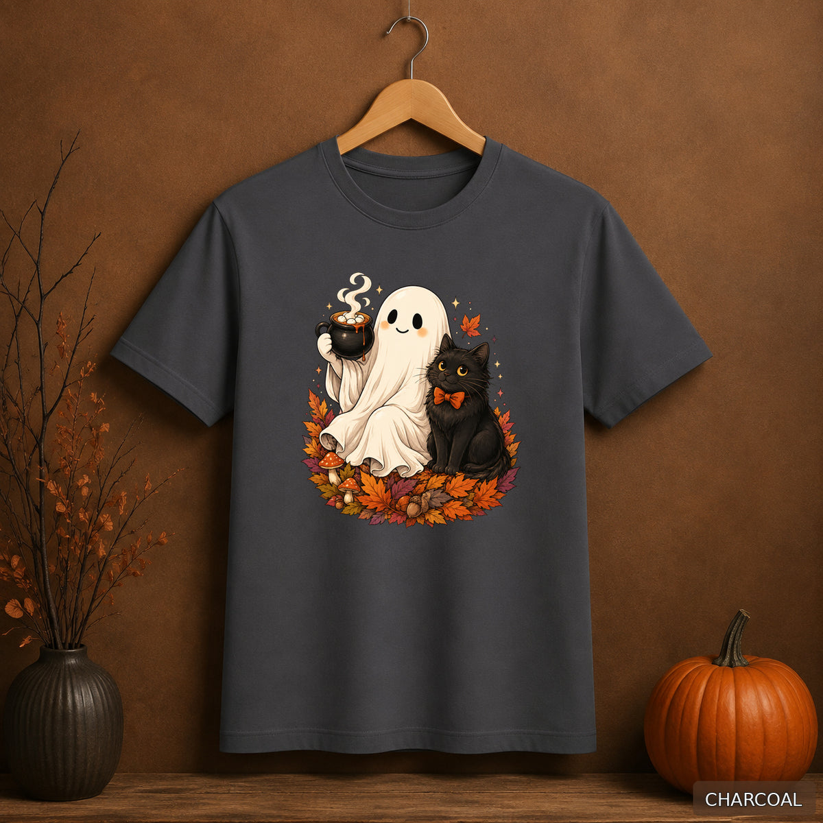 Cozy Cocoa Ghost and Cat Tee