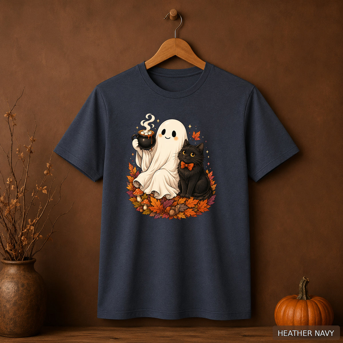 Cozy Cocoa Ghost and Cat Tee