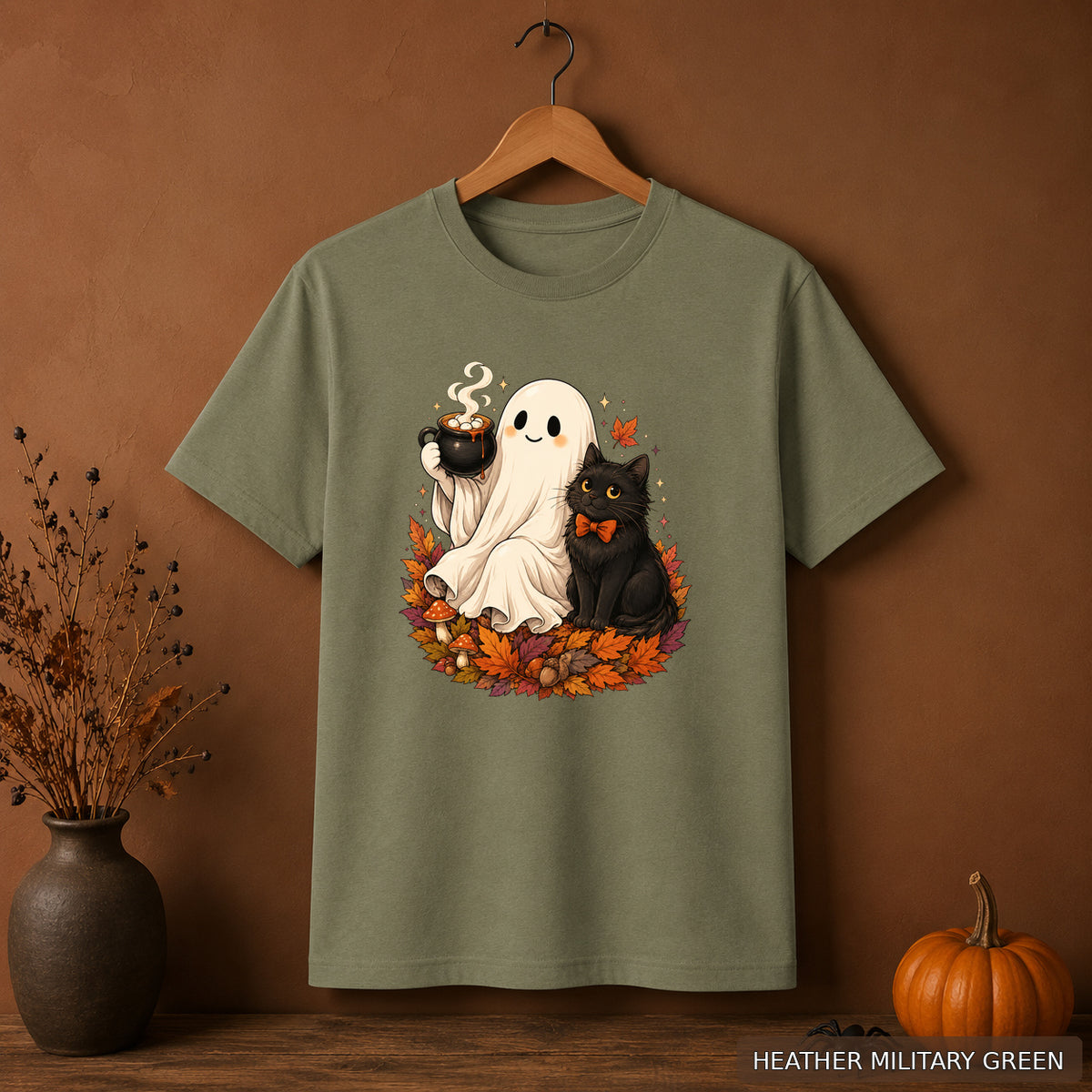 Cozy Cocoa Ghost and Cat Tee