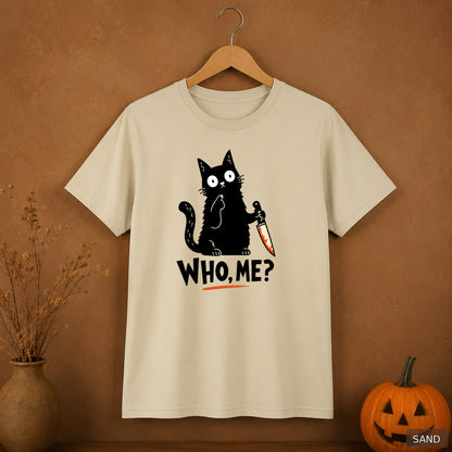 Who Me Black Cat Halloween Tee