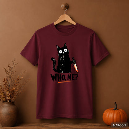 Who Me Black Cat Halloween Tee
