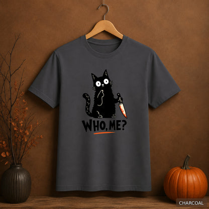 Who Me Black Cat Halloween Tee