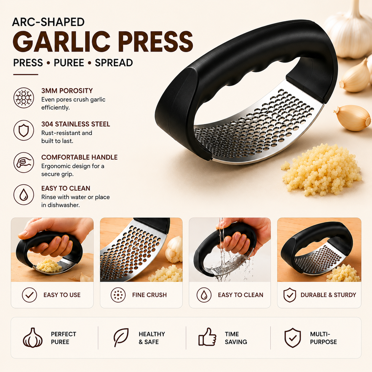 Stainless Garlic Press