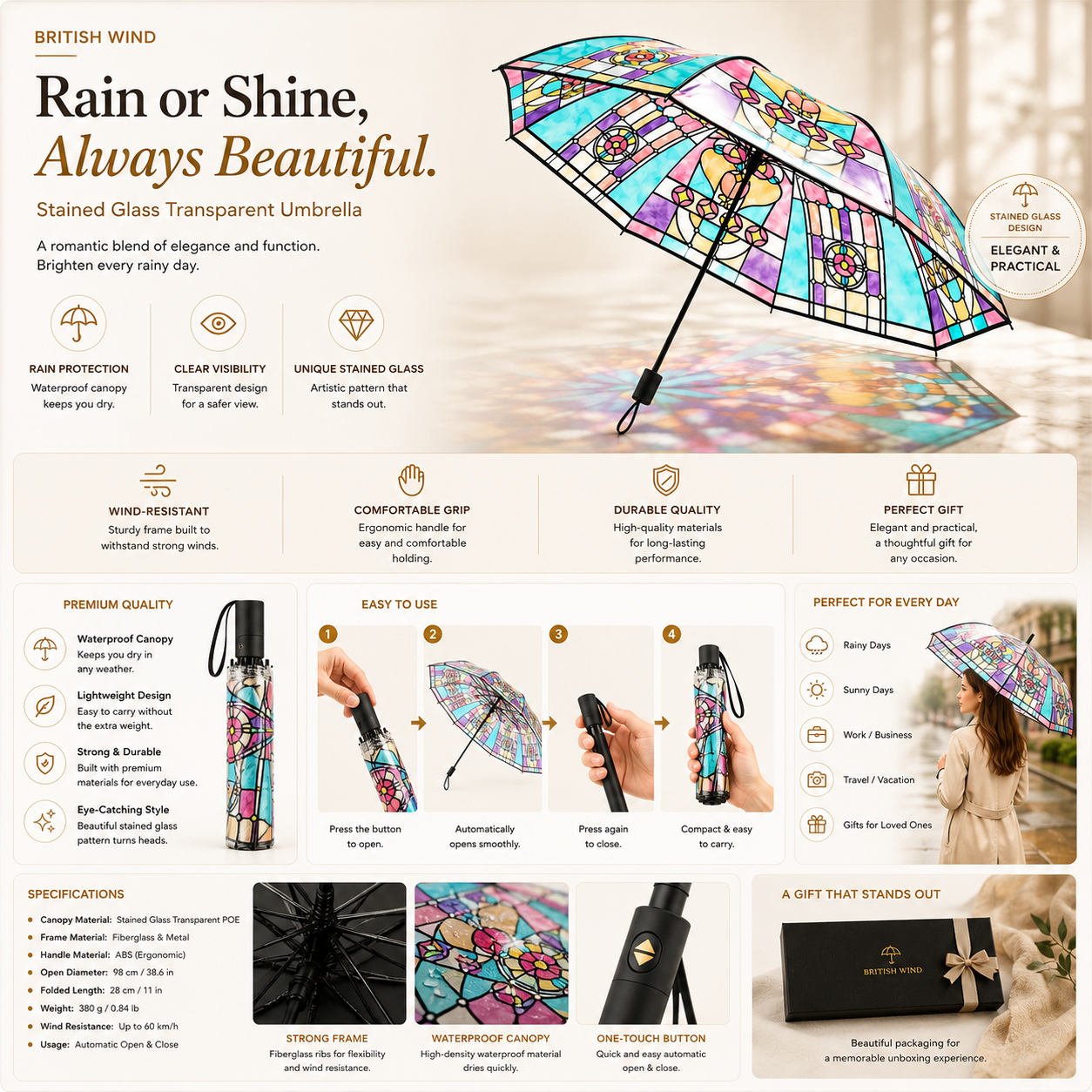 Artistic Transparent Umbrella