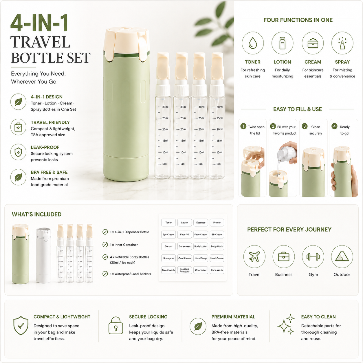 4-in-1 Travel Bottle Set
