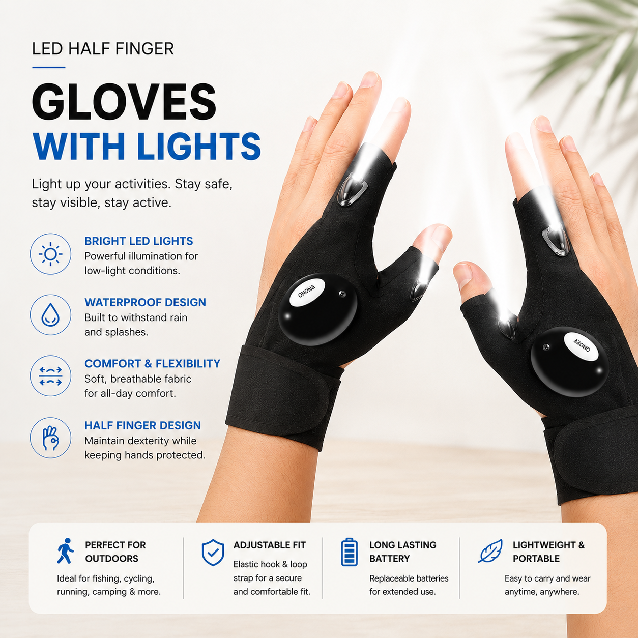 LED Finger Flashlight Gloves