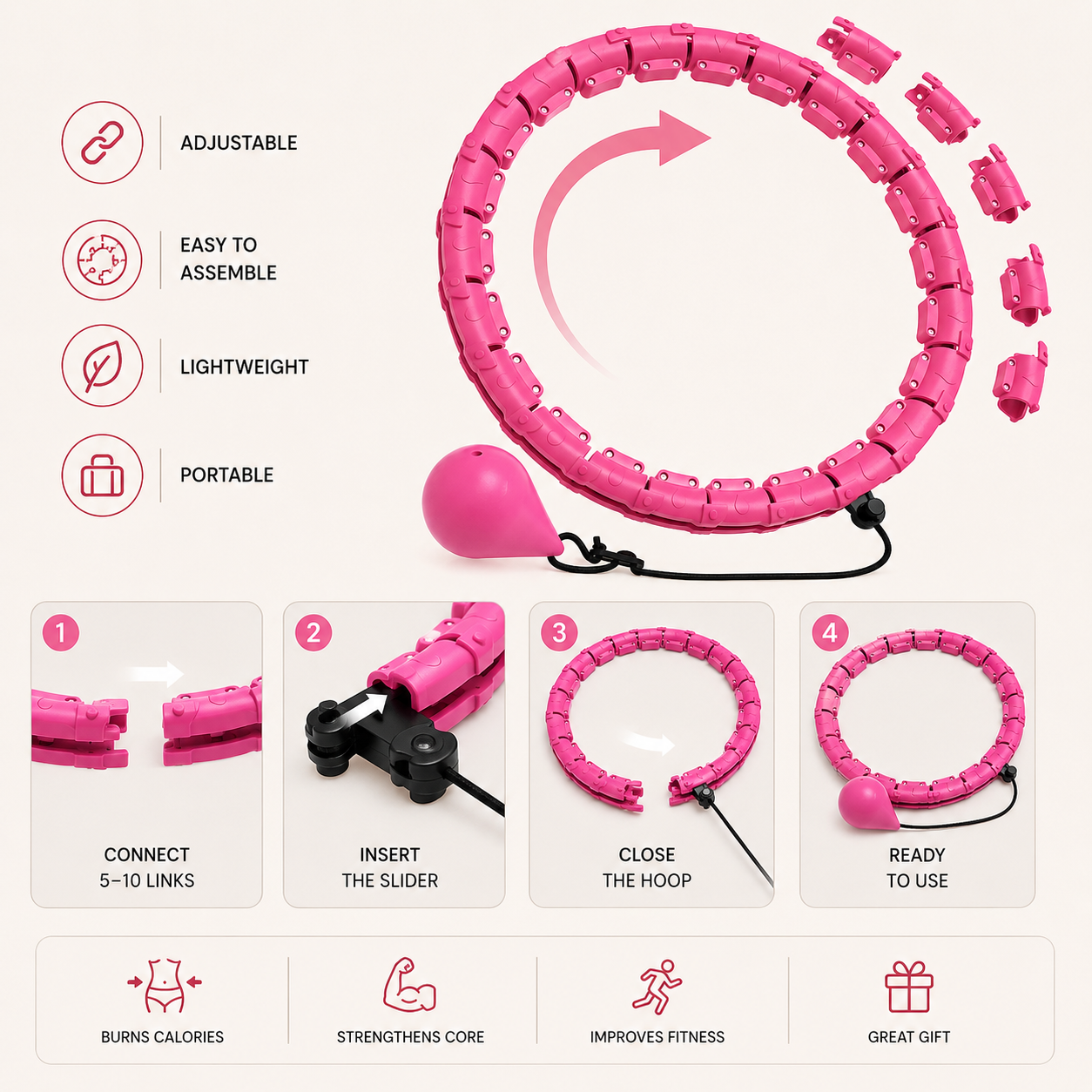 Adjustable Weighted Hula Hoop