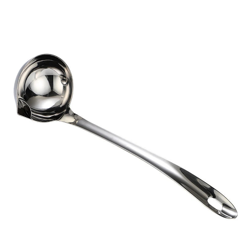 Stainless Steel Soup Fat Oil Separator Ladles Skimmer Spoon Soup Colander for Kitchen with Heat Insulation Anti-Scalding