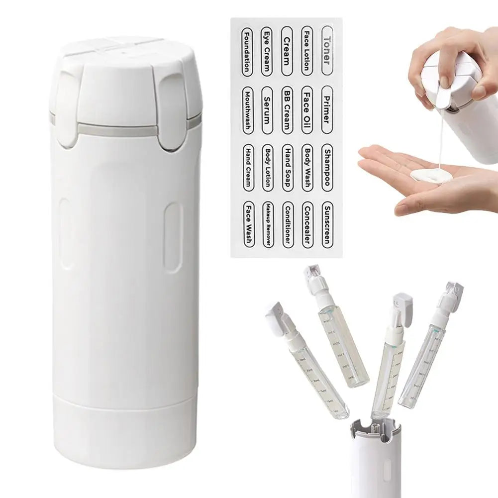 4-In-1 Portable Travel Refillable Bottles Set Cosmetics and Toiletries Containers for Shampoo Body Wash - Travel Storage Bottles