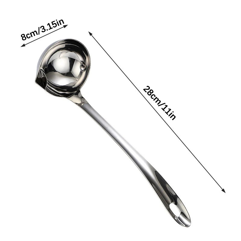 Stainless Steel Soup Fat Oil Separator Ladles Skimmer Spoon Soup Colander for Kitchen with Heat Insulation Anti-Scalding